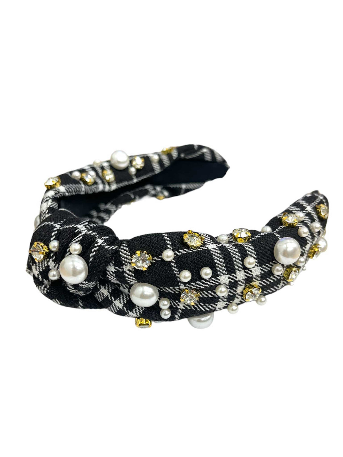 Rhinestone & Pearl Plaid Headband